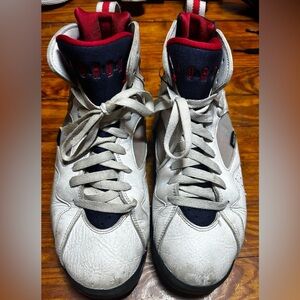 Jordan White and Black Sneakers with Red Accents